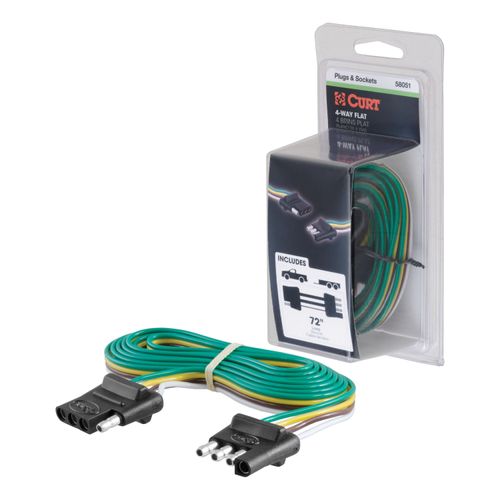 CURT 4-way Flat Connector Plug and Socket with 72 Inch Wires