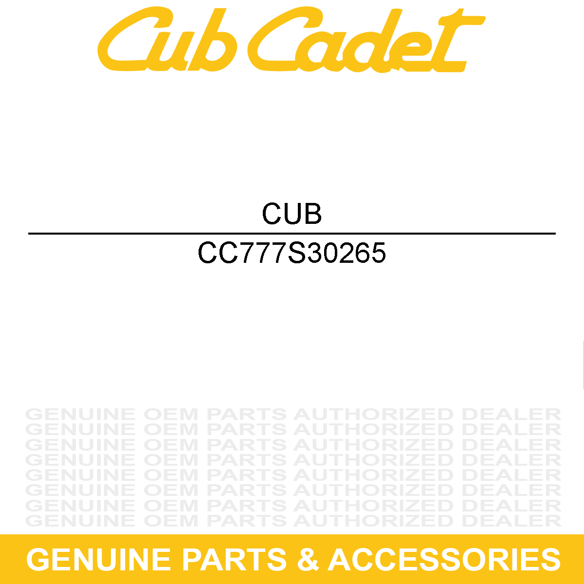 CUB CADET 777S30265 LABEL-CUB OIL ONLY