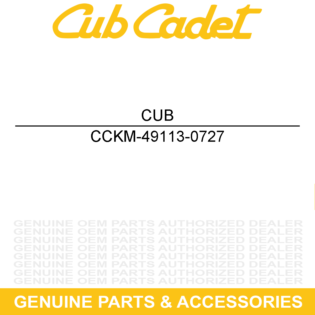 CUB CADET KM-49113-0727 Control Panel Assembly