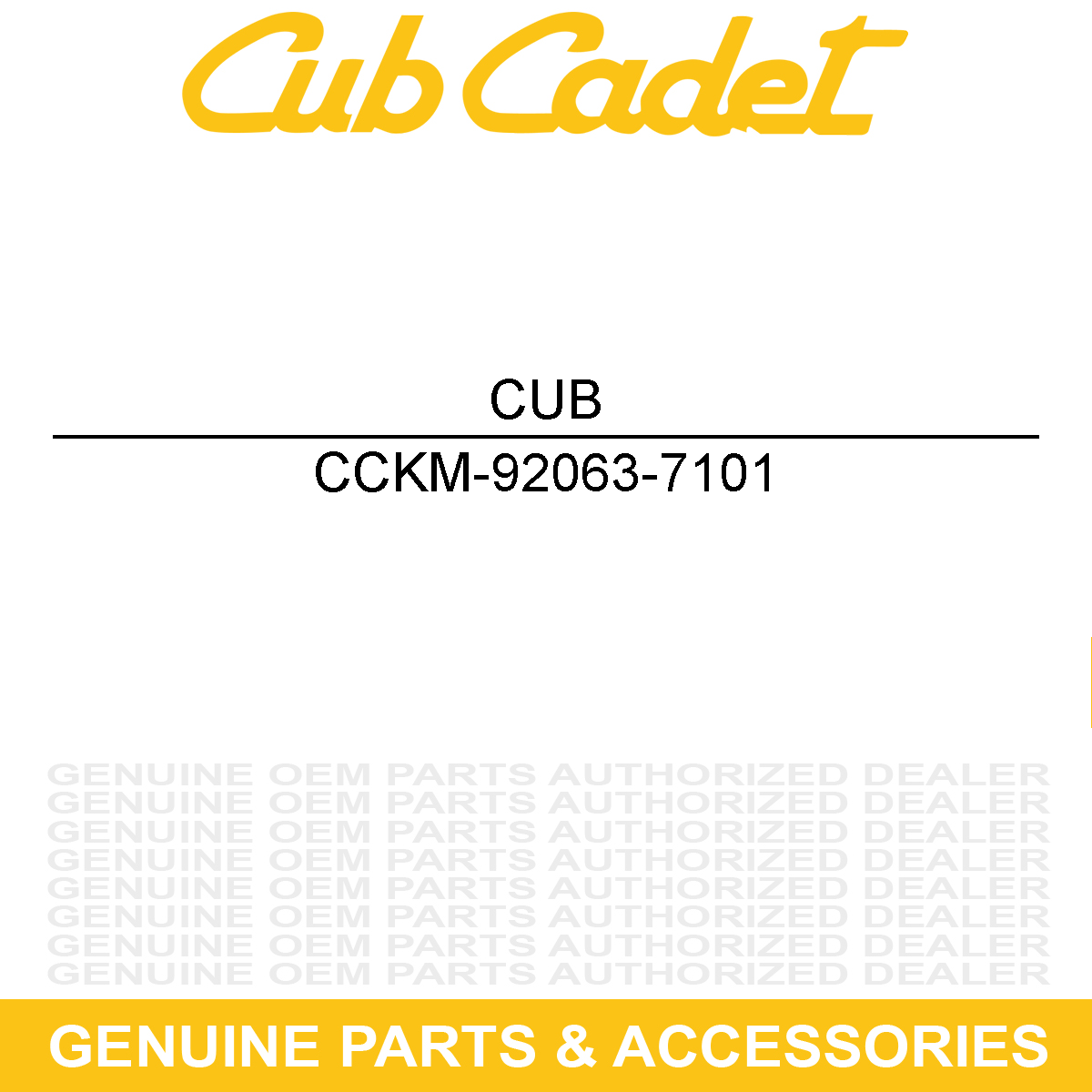 CUB CADET KM-92063-7101 JET-MAIN#131