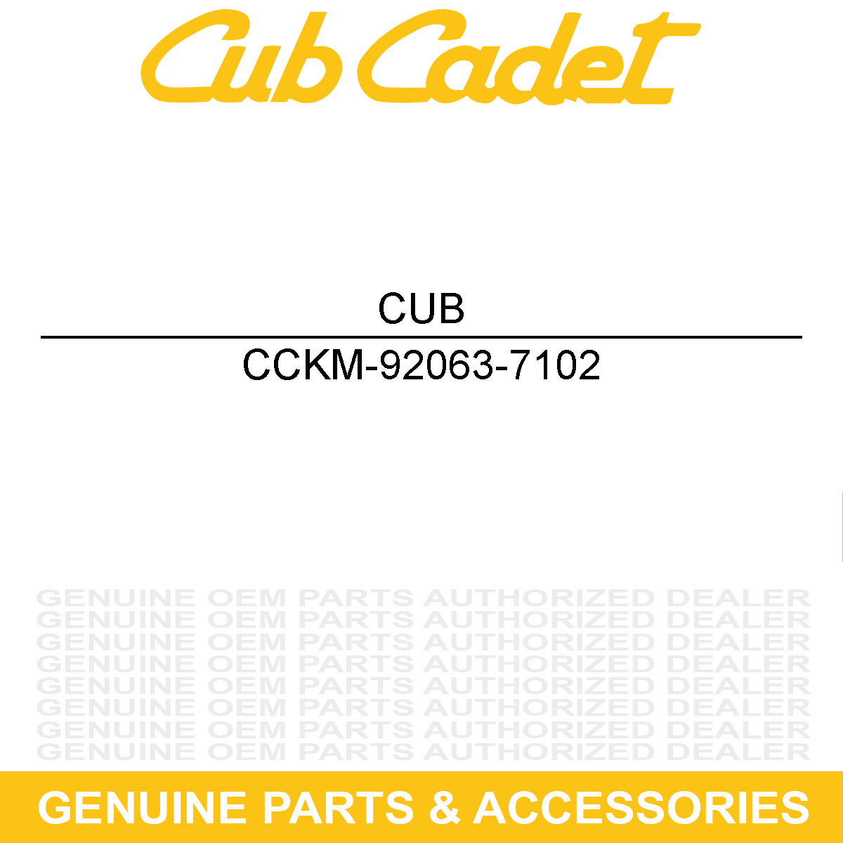 CUB CADET KM-92063-7102 JET-MAIN#137