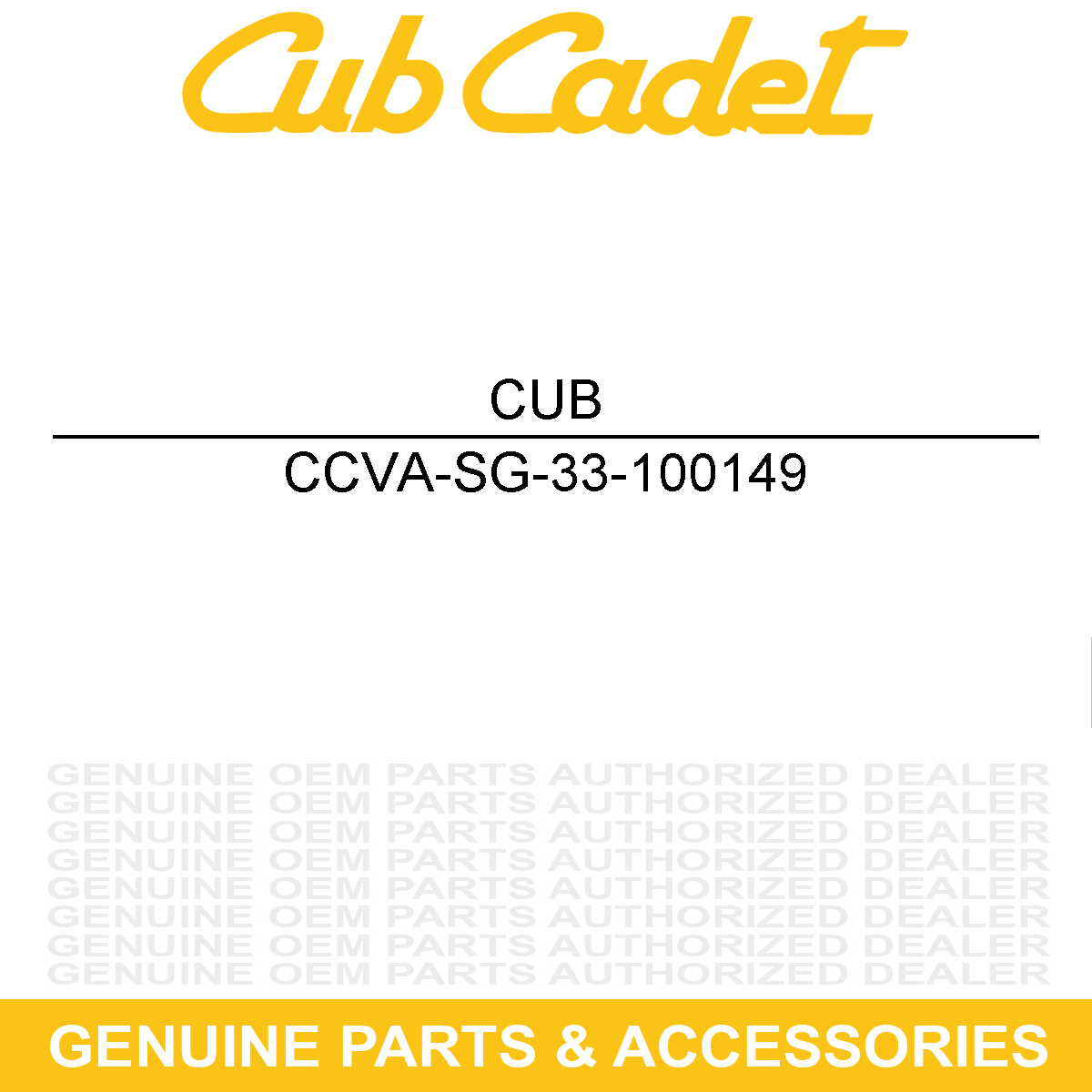 CUB CADET VA-SG-33-100149 BACK PANEL