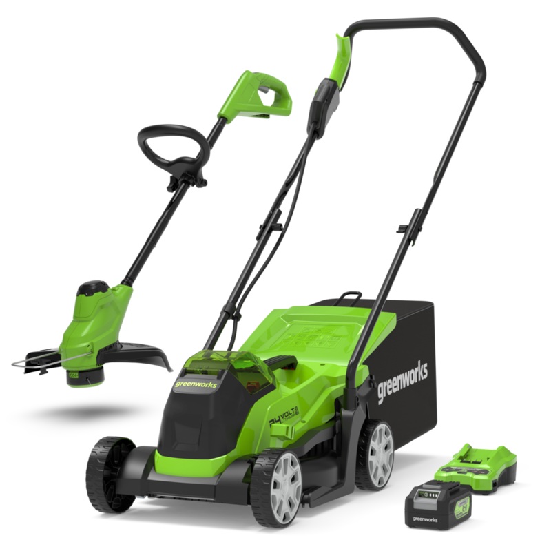 24V Lawn Mower 33cm + Grass Trimmer 25cm Set – 4Ah Battery