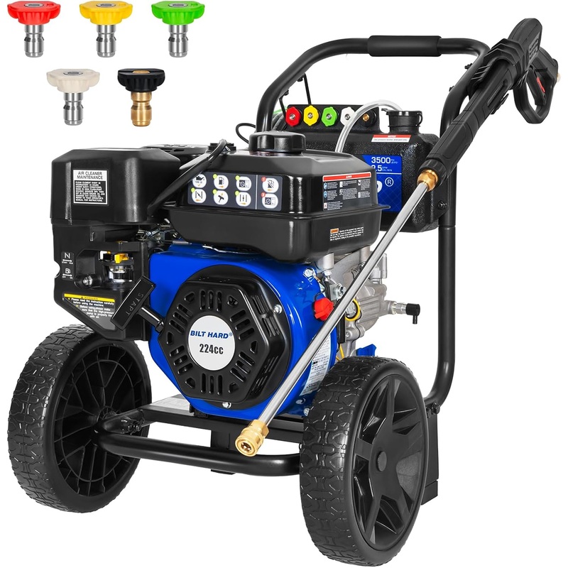 3500 PSI 2.5 GPM Gas Power Pressure Washer, 224cc 4-Cycle Engine