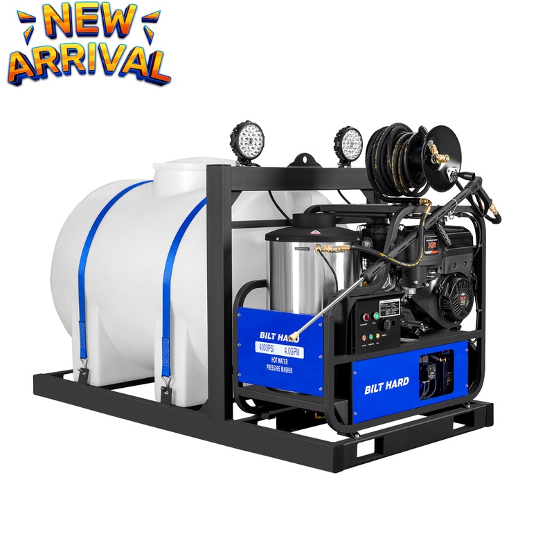 4 GPM 4000 PSI B&S Engine 420cc Gas Powered Hot Water Commercial Skid Mount Pressure Washer | 300,000 BTU | 245 Gallon