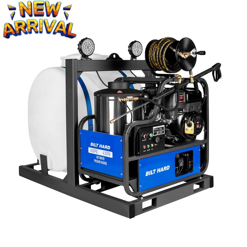 4 GPM 4000 PSI B&S Engine 420cc Gas Powered Hot Water Pressure Washer Commercial Skid Mount | 300,000 BTU | 175 Gallon