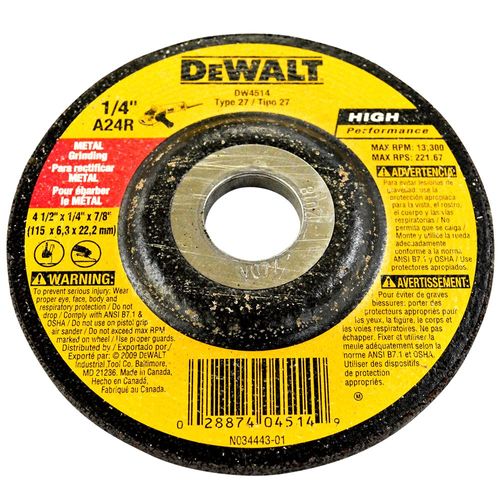 DeWalt 4 1/2" x 1/4" x 7/8" Metal Grinding Wheel
