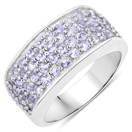 1.42 Carat Genuine Tanzanite .925 Sterling Silver Ring