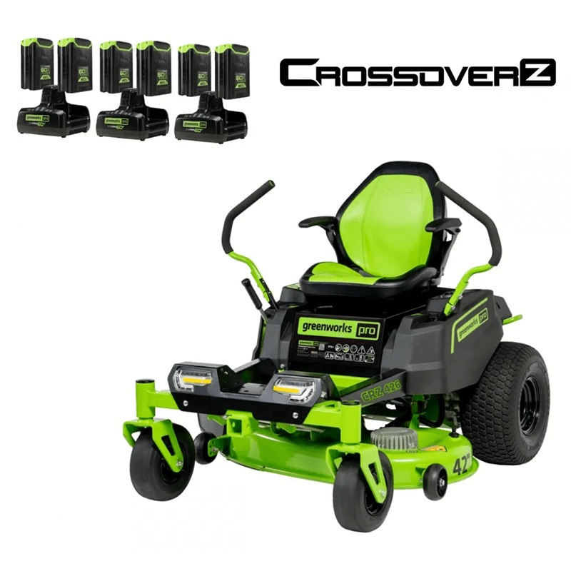 60V 42 Crossover Z Residential Zero Turn Lawn Mower, (6) 8.0Ah Batteries and (3) Dual Port Turbo Chargers