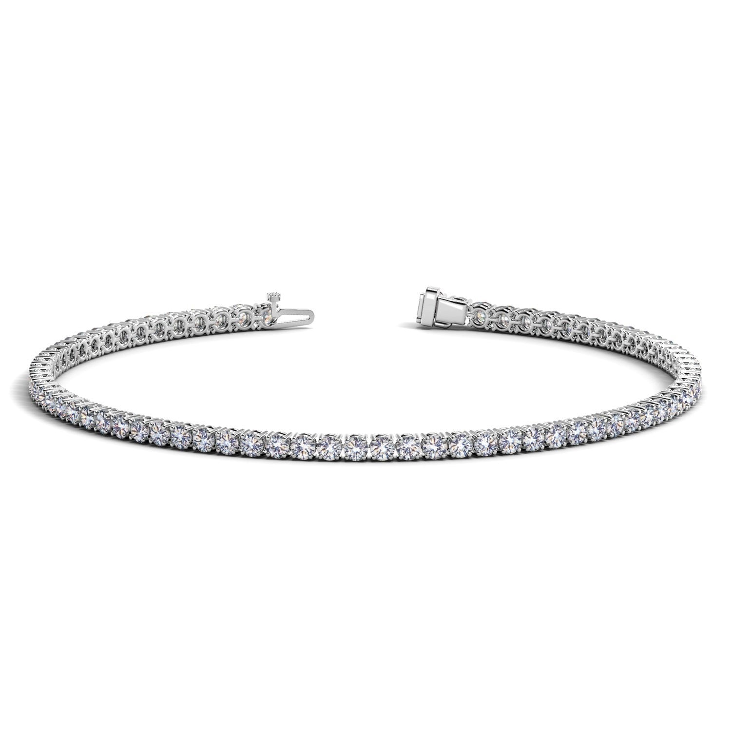 Lab Grown Round Diamond Tennis Bracelet in 14k White Gold (2 cctw F/GVS2/SI1)