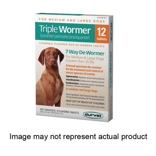 Durvet Triple Wormer Broad Spectrum De-wormer for Large Dogs, 2 pk