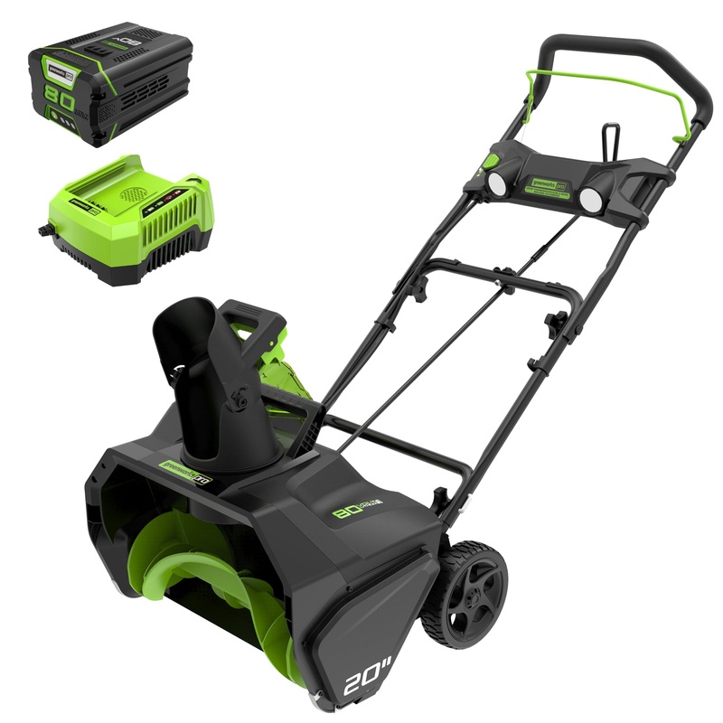 80V 20 Brushless Snow Thrower, 2.0Ah Battery and Charger Included