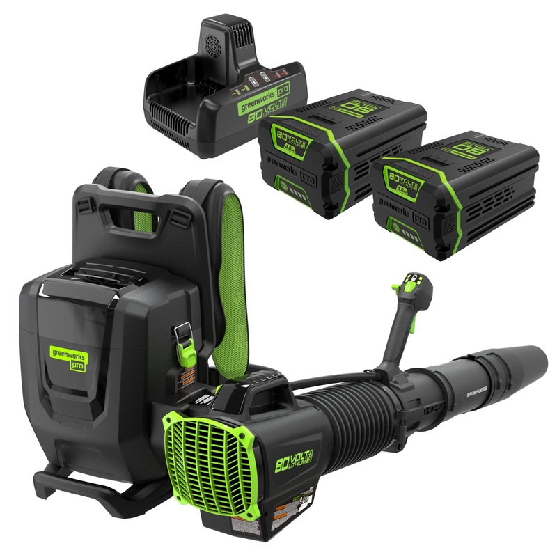 80V Backpack Blower 165 MPH – 690 CFM, (2) 4.0Ah Batteries and Dual Charger Included