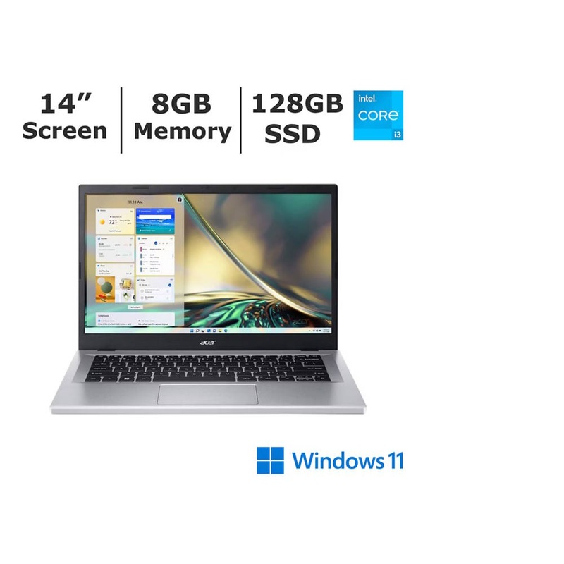 Acer Aspire 3 14" Laptop, Intel Core i3 Processor, 8GB Memory, 128GB SSDNX.KMKAA.004-R