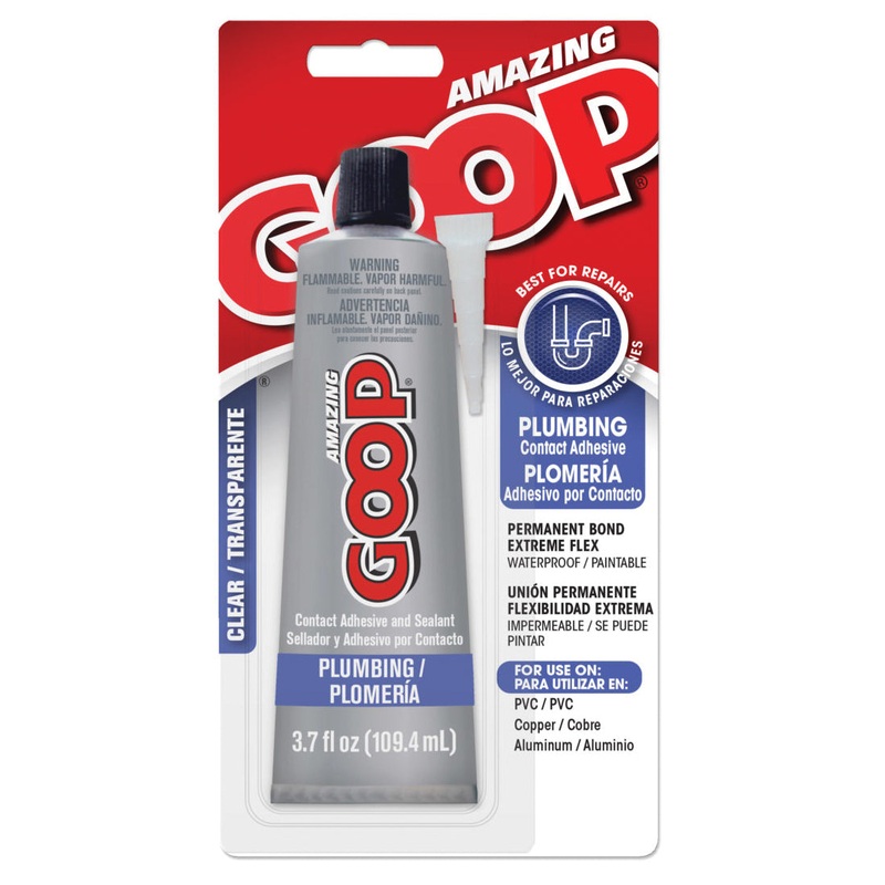 Amazing GOOP 150011 Plumbing Adhesive, Clear, 48 to 72 hr Curing, 3.7 oz, Tube