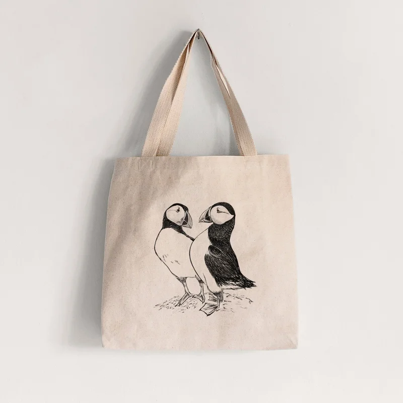 Atlantic Puffins Pair – Fratercula arctica – Tote Bag
