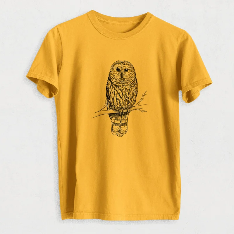 Barred Owl – Strix varia – Heavyweight Men’s 100% Organic Cotton Tee