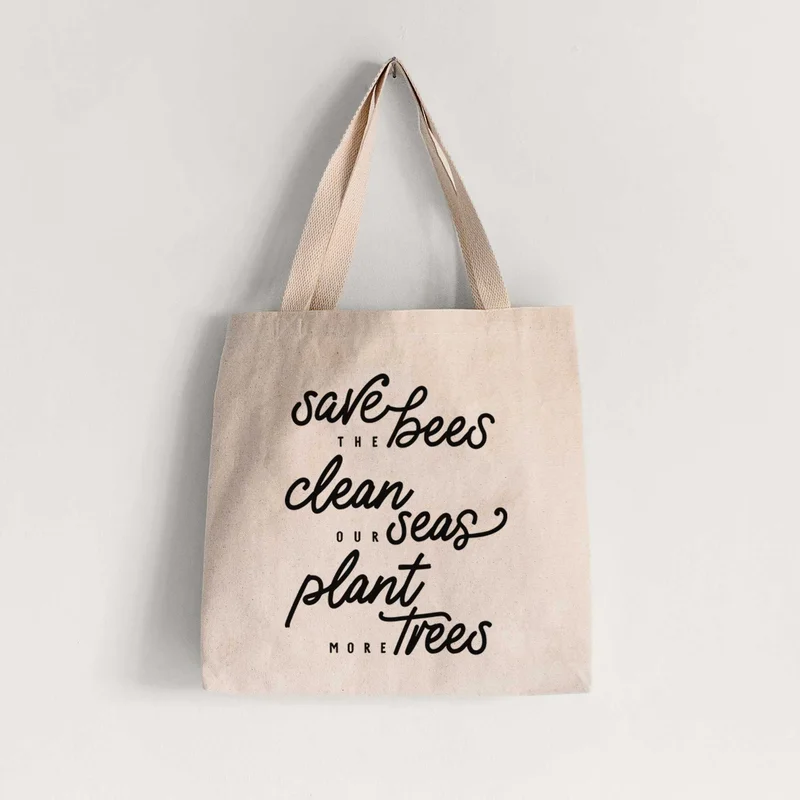 Bees Seas Trees – Typography – Tote Bag