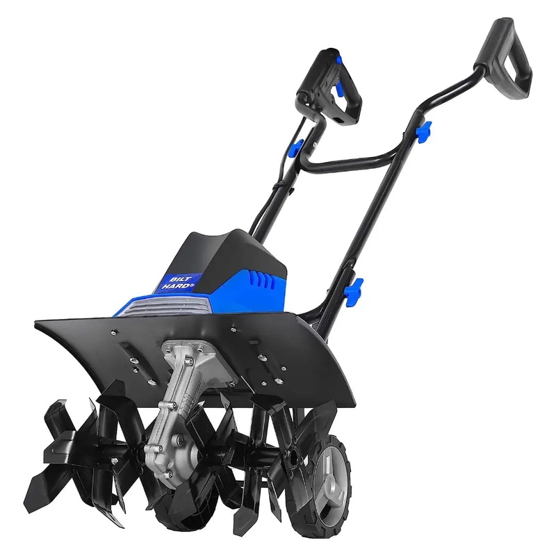 BILT HARD 16" Electric Tiller Cultivator 13.5 Amp Motor, 6 Steel Tines, Foldable Garden Rototiller with Adjustable Wheels