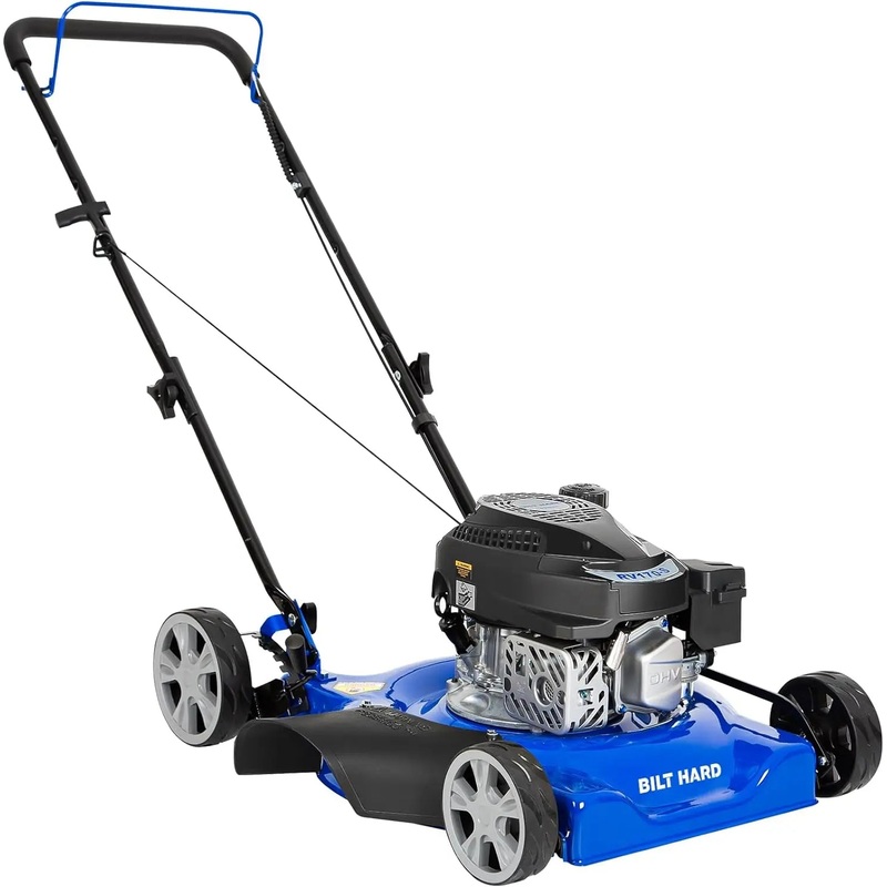 BILT HARD 20" Gas Push Lawn Mower 144cc 4-Cycle Engine, 8 Cutting Heights, Perfect for Lawns, Yards & Gardens