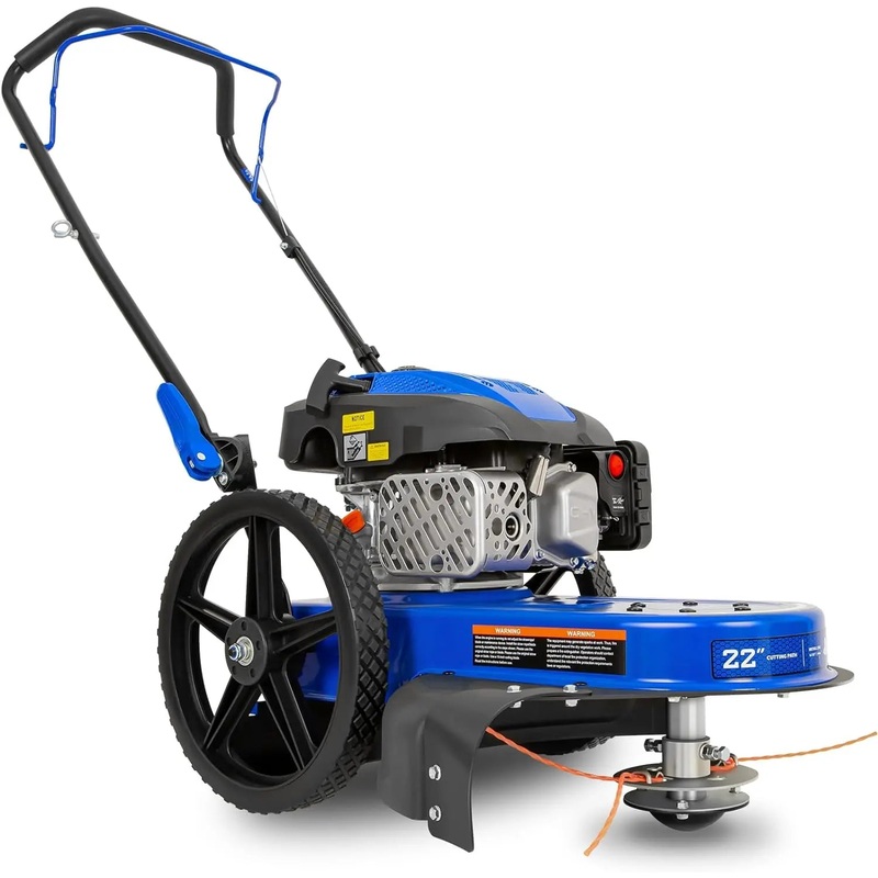 BILT HARD 22" Walk-Behind String Trimmer 170cc 4-Cycle Gas Engine, Heavy-Duty Push Weed Eater & Brush Cutter with 14" Flat-Free Wheels