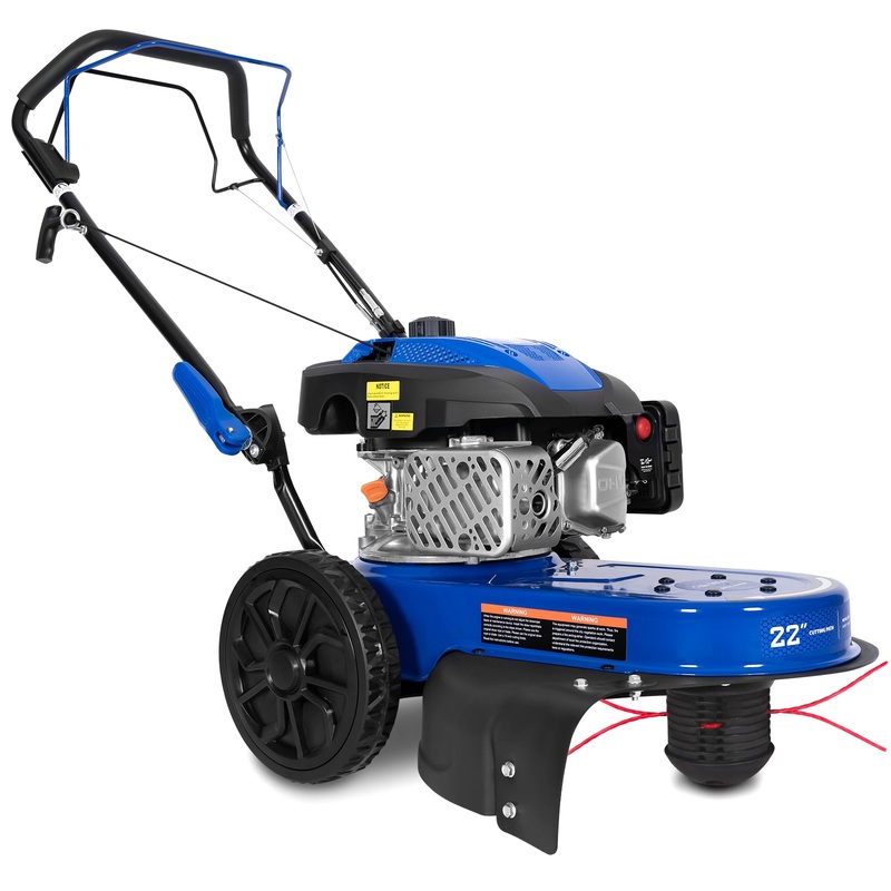 BILT HARD 22'' Walk-Behind Wheeled String Trimmer Mower, 170cc 4-Cycle Gas Engine, Self-Propelled Brush Cutter & Weed Eater with 10'' Flat-Free Wheels