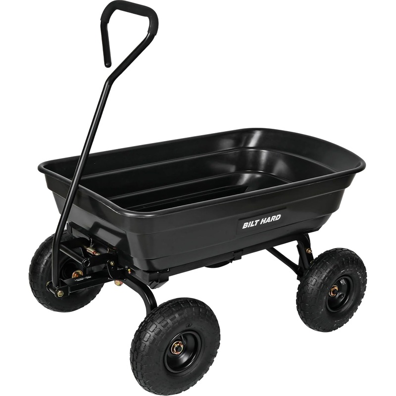 BILT HARD 600 lbs Poly Garden Dump Cart with 180 Rotating Handle, 4 Cu.Ft. Capacity Heavy Duty Garden Carts with No Flat Tires for Yard, Outdoor