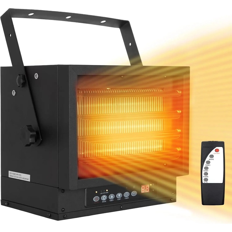 BILT HARD 7500W Electric Garage Heater, 240V Digital Fan-Forced Ceiling Mount Heater with Remote, Hardwired Shop Garage Heater with Thermostat, Overheat Protection, Timer, Ideal for Workshop