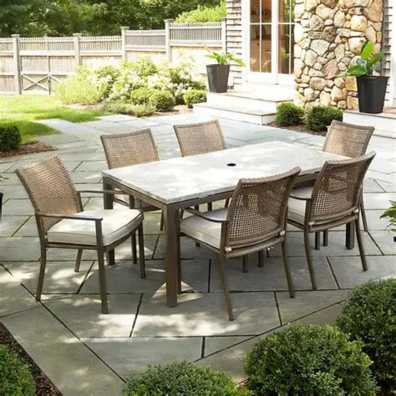 BJF250095 Berkley Jensen Oak Crest 7-Pc. Outdoor Metal Dining Set