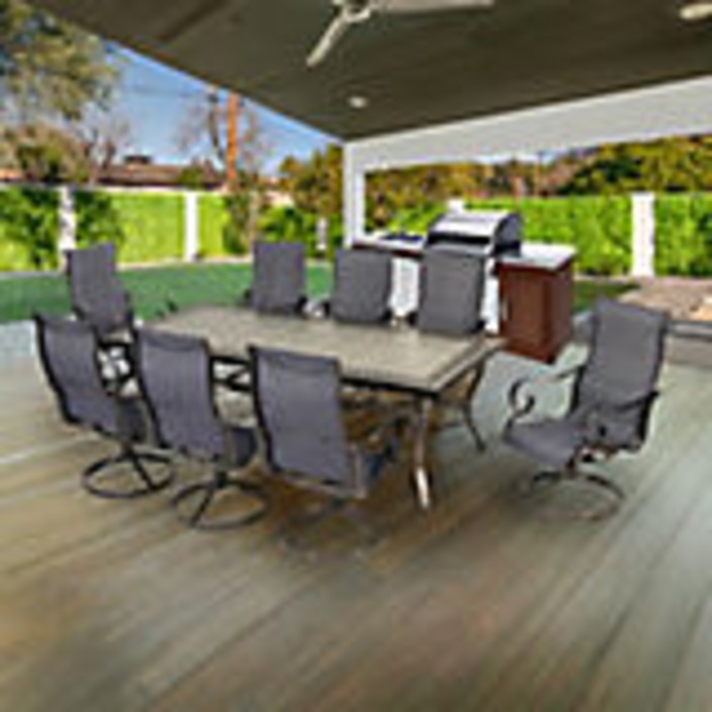 BJF250147 Berkley Jensen Brookfield 9 Pc. Sling Outdoor Dining Set - Navy