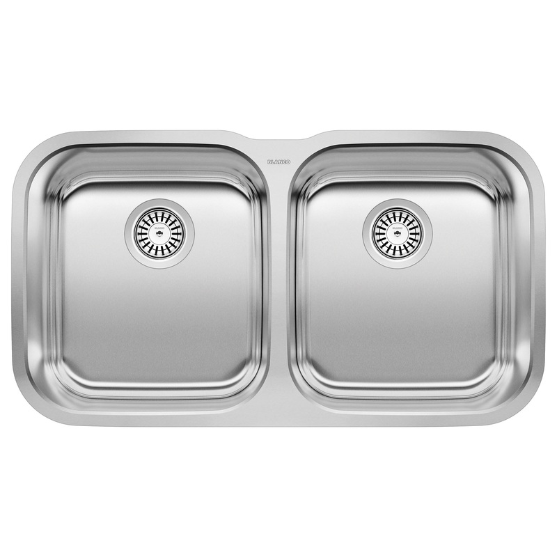 BLANCO STELLAR 441020 Kitchen Sink, Rectangular, 304 Stainless Steel, Refined Brushed, Import
