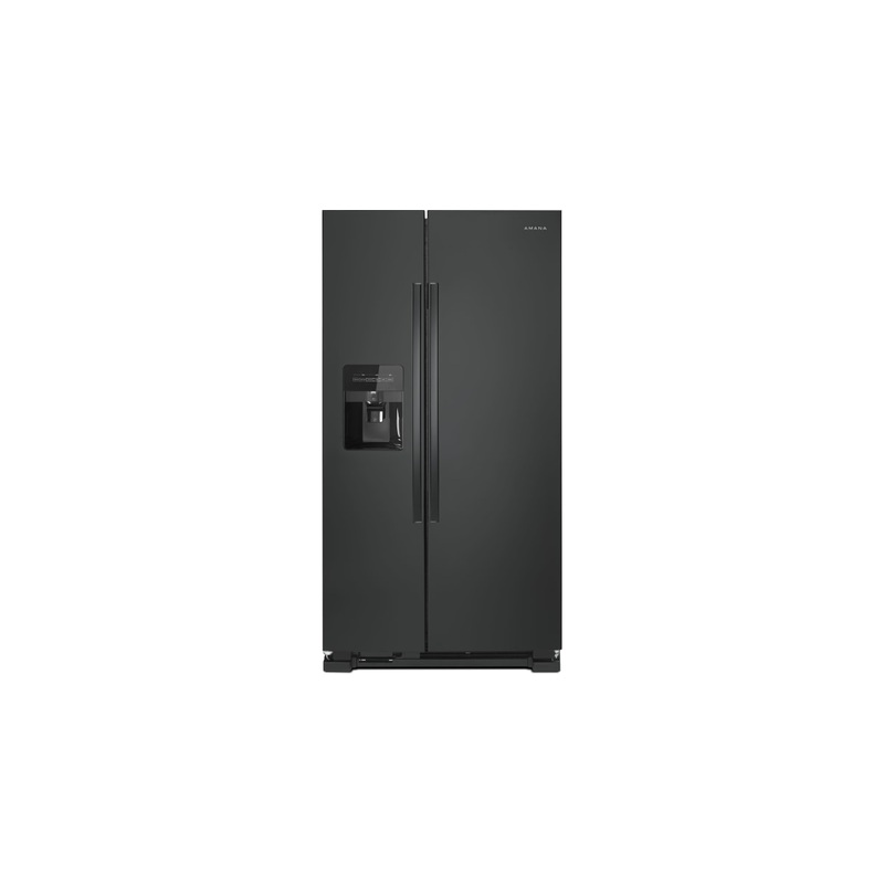 BLP00404 - Amana - 24.6 cu. ft. Side by Side Refrigerator with Dual Pad External Ice and Water Dispenser in Black - DENTED
