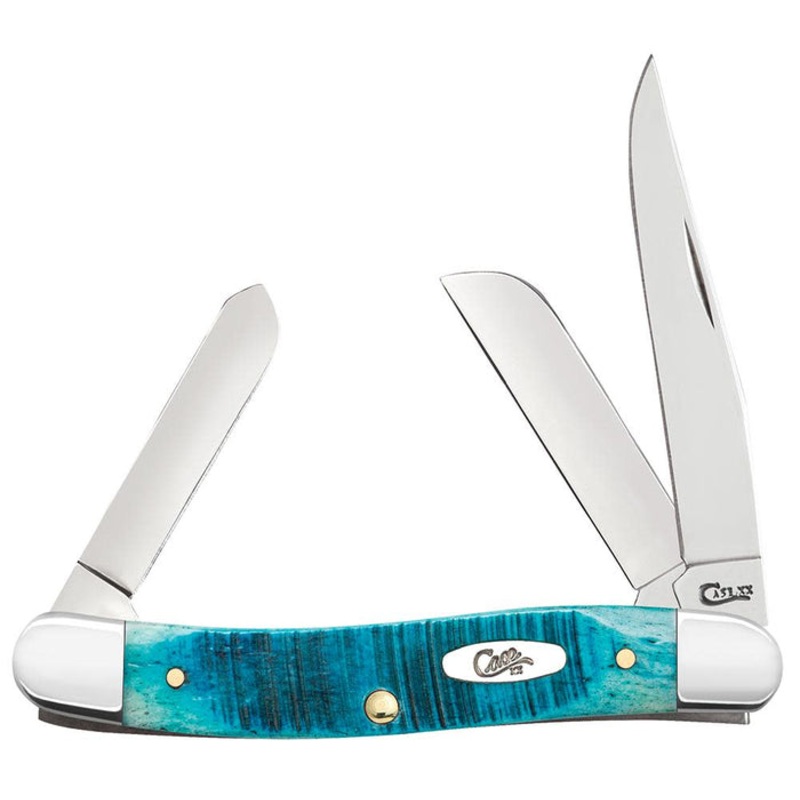 Case Sawcut Jig Caribbean Blue Bone Medium Stockman Knife (Caribbean Blue Bone)
