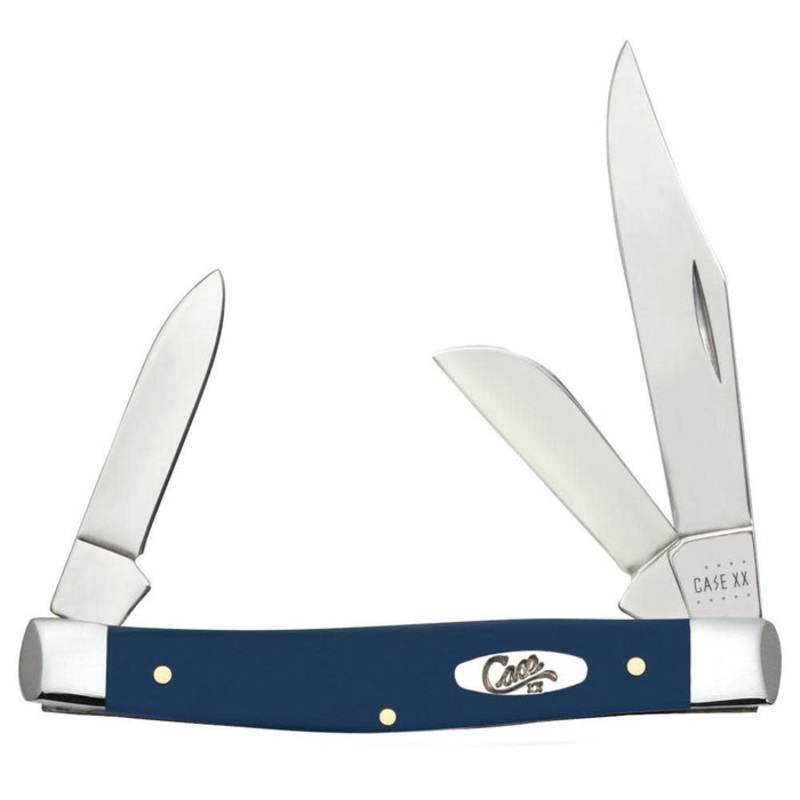 Case Smooth Navy Blue Synthetic Medium Stockman with Pen Blade (Navy Blue Synthetic)