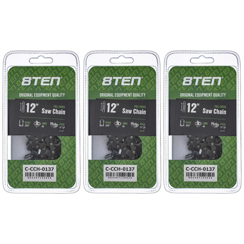 Chainsaw Chain 12 Inch .043 3/8 LP 44DL For Echo 90PX044G 90PX44CQ H3844 61PMM344E | 3-PACK