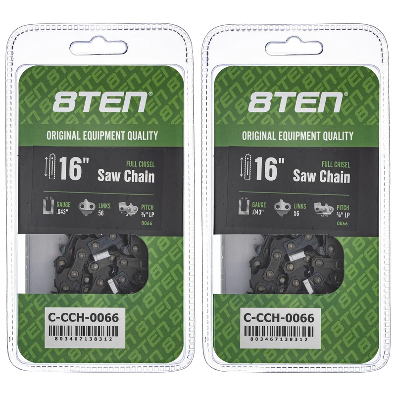 Chainsaw Chain 16 Inch .043 3/8 LP 56DL For Craftsman Poulan Oregon Milwaukee McCulloch 90PX056G | 2-PACK