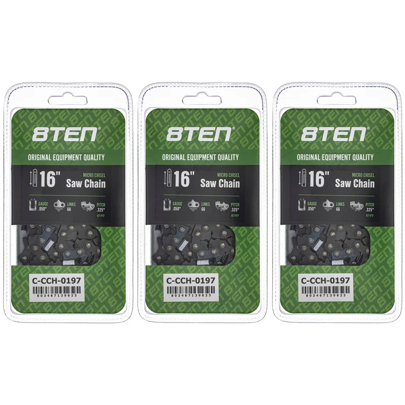 Chainsaw Chain 16 Inch .050 .325 66DL For Echo Husqvarna 501840666 581643666 501840866 20BPX066G | 3-PACK
