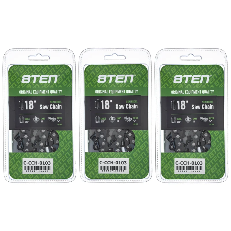 Chainsaw Chain 18 Inch .050 3/8 68DL For Husqvarna 501842568 501842668 72LPX068G 591119468 585550068 | 3-PACK