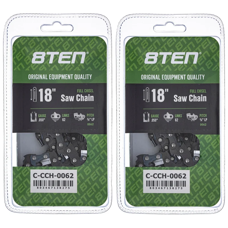 Chainsaw Chain 18 Inch .050 3/8 LP 62DL For Echo 91PX062G 91PX62CQ 91VXL062G 576936562 91PXL062G | 2-PACK