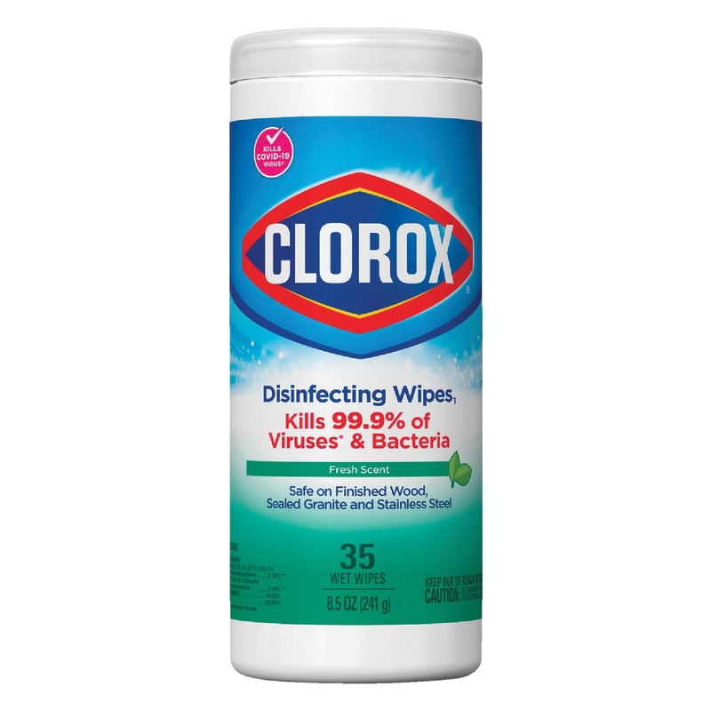 CLOROX 01593 Disinfectant Wipes, 7 in W, 8 in L, Apple, Floral, Fruit, 100 Count, Canister