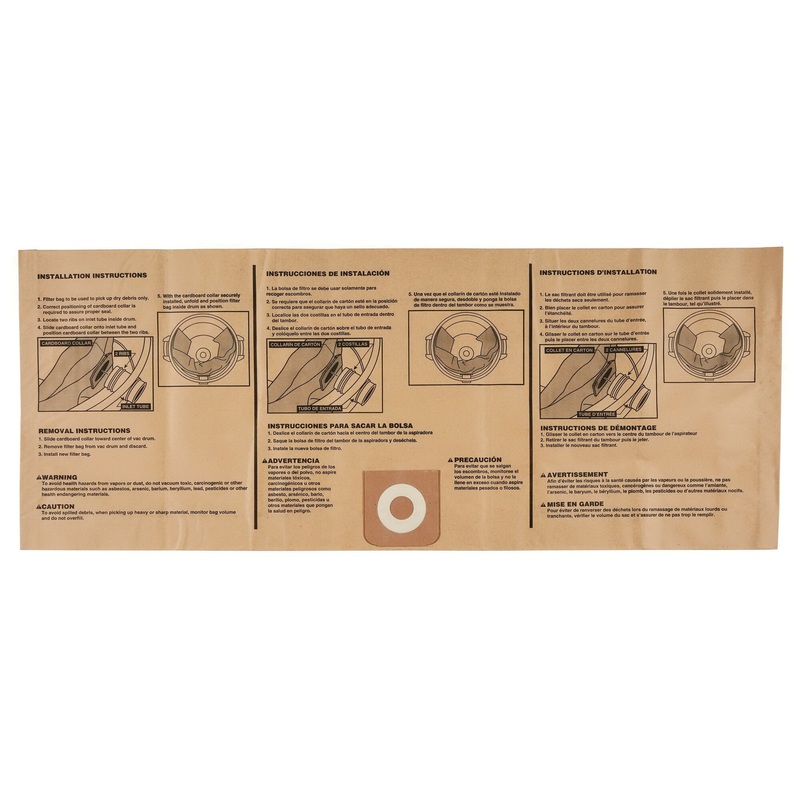 Craftsman CMXZVBE38749 General-Purpose Vacuum Dust Collection Bag, 20 gal Capacity, Disposable