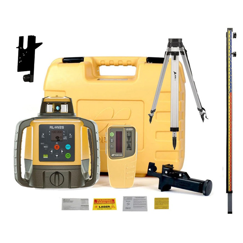 Cut & Fill Grade Rod w/ Topcon RL-HV2S Dual Grade Laser & Premium Tripod