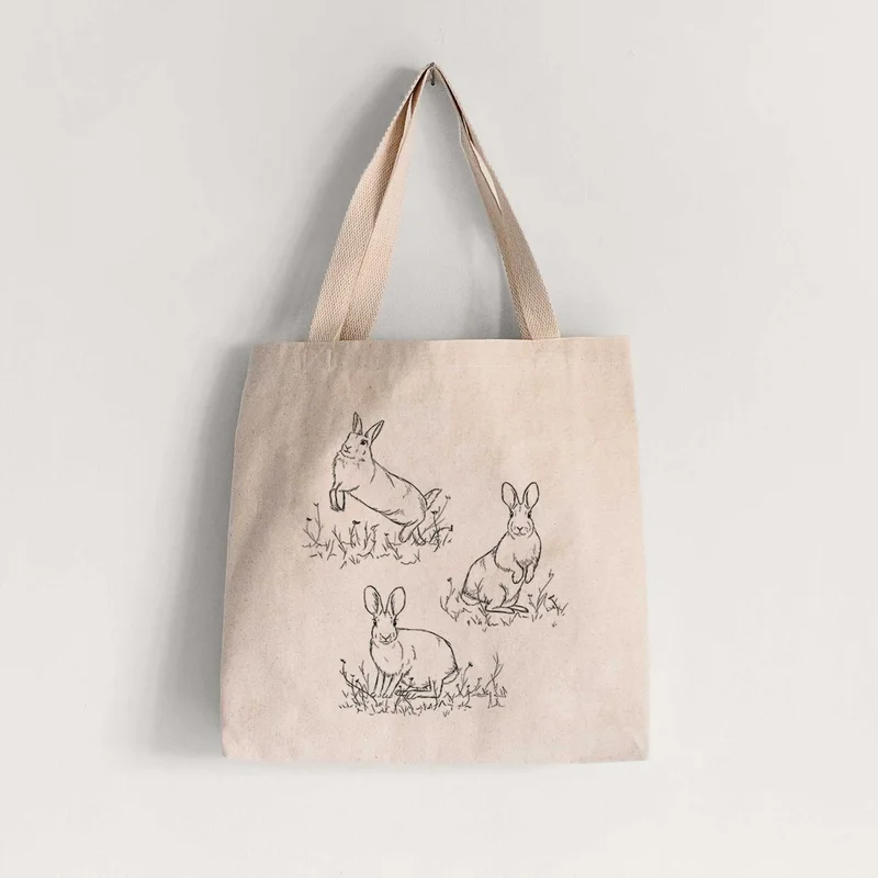 Eastern Cottontail Rabbit Trio – Sylvilagus floridanus – Tote Bag