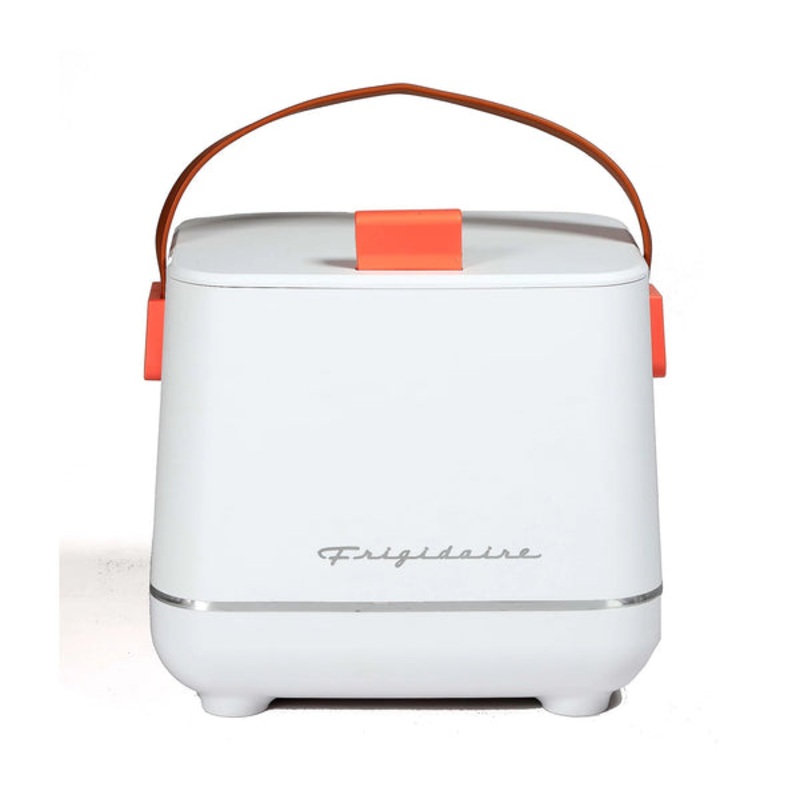 Frigidaire EFMIS308 Top Opening 6 Cans/4L Beverage Insulated Fridge Or Cooler Up To 8 Hrs, With Wall And Car Outlet White EFMIS308-WHIT-R
