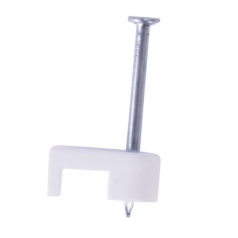 GB PSW-1600T Cable Staple, 3/16 in W Crown, Polyethylene Staple, White Insulation
