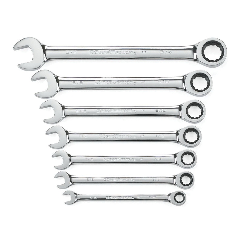 GEARWRENCH 9317 Ratcheting Combination Wrench Set, 3/8 to 15/16 in, System of Measurement: Imperial, 7 -Piece