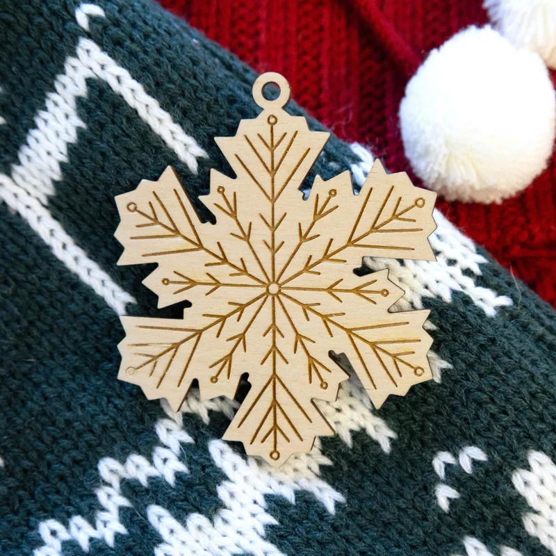 Geometric Snowflake Wooden Ornament