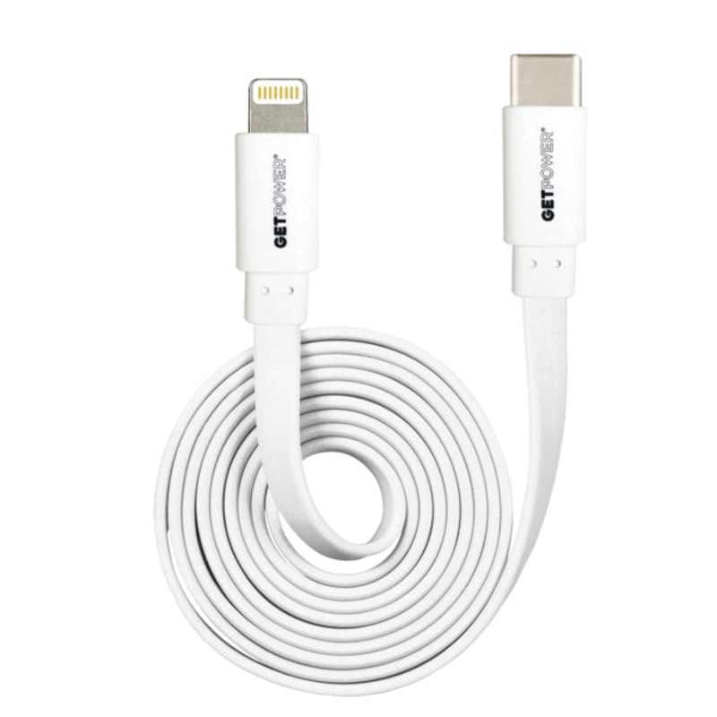 GETPOWER GP-USBC-ACL Charge/Sync Charger Cable, 3 ft Cable, 3 A, USB-C, Apple Lightning