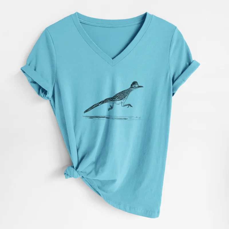 Greater Roadrunner – Geococcyx californianus – Women’s Lightweight Relaxed Fit 100% Cotton V-neck