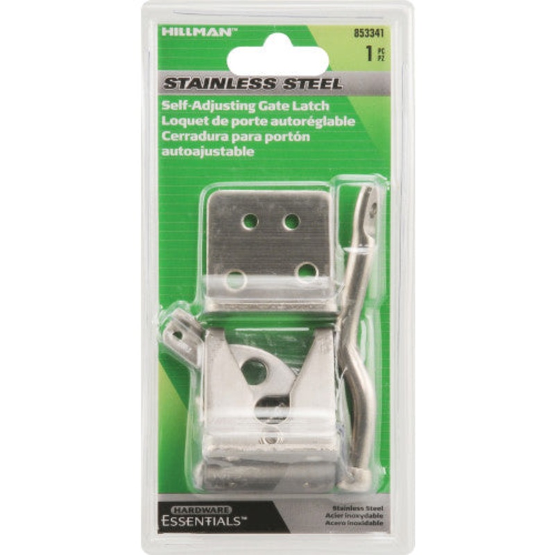 HARDWARE ESSENTIALS 853341 Gate Latch, Self Adjustable Style, Stainless Steel, Stainless Steel